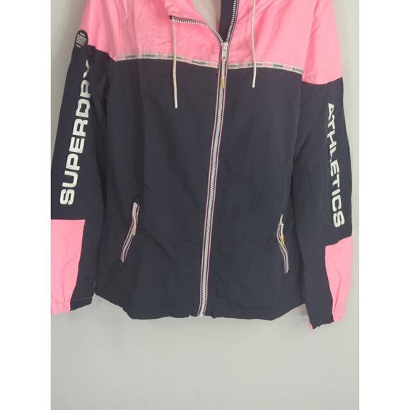 Superdry Colorblock Cagoule Hooded Full Zip Pink Black Women's Size 10 - Picture 5 of 16
